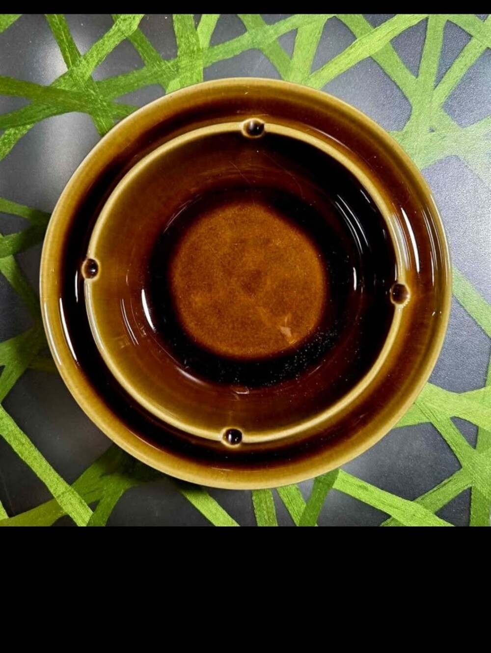 Mid Century Modern Brown Ceramic Ashtray